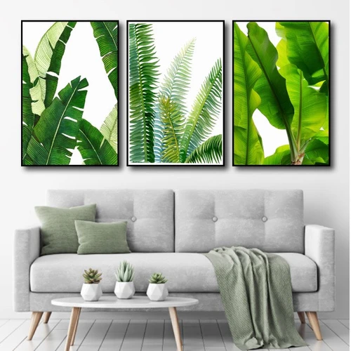 Bộ 3 tranh treo tường 3 lá xanh 2