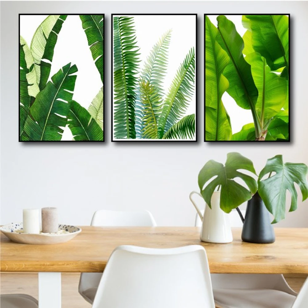 Bộ 3 tranh treo tường 3 lá xanh 2