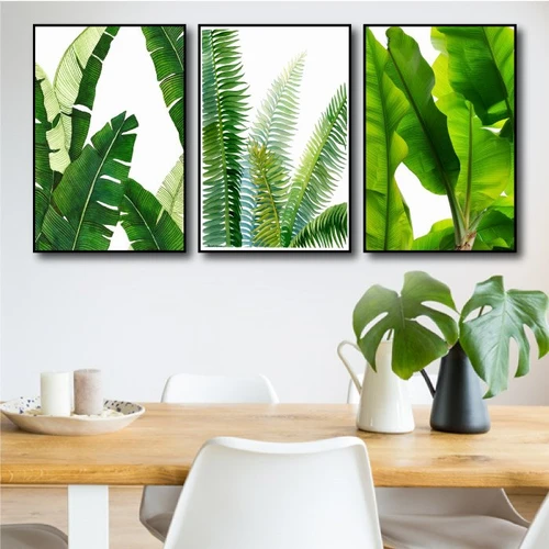 Bộ 3 tranh treo tường 3 lá xanh 2
