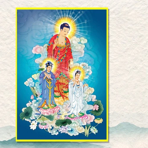 Tranh treo tường tam thế phật tiếp độ