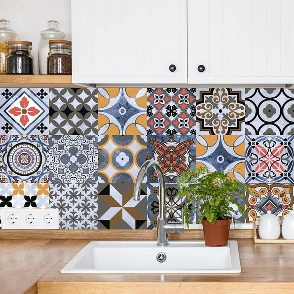 Decal gạch bông hoa văn màu sắc (HG)