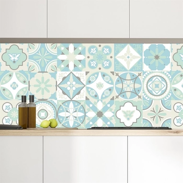 Decal gạch bông hoa văn xanh nhạt (HG)