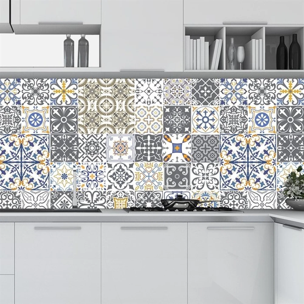 Decal gạch bông họa tiết xám trắng 2 (HG)