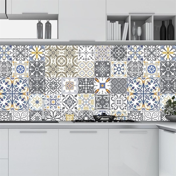 Decal gạch bông họa tiết xám trắng 2 (HG)