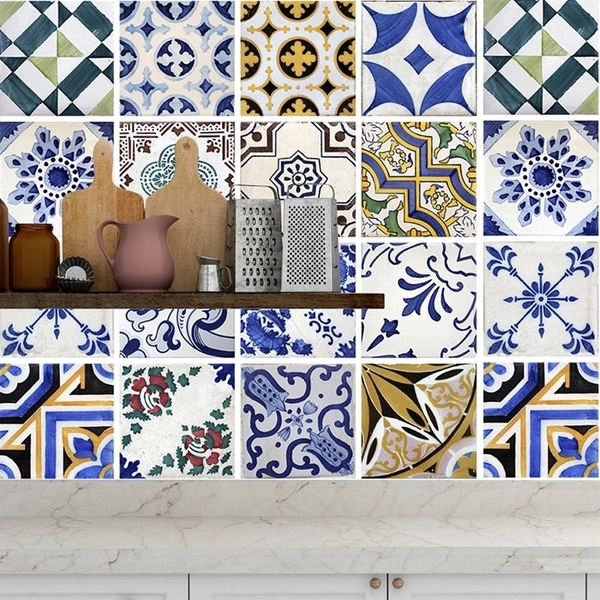 Decal gạch bông hoa văn màu sắc 2 (HG)