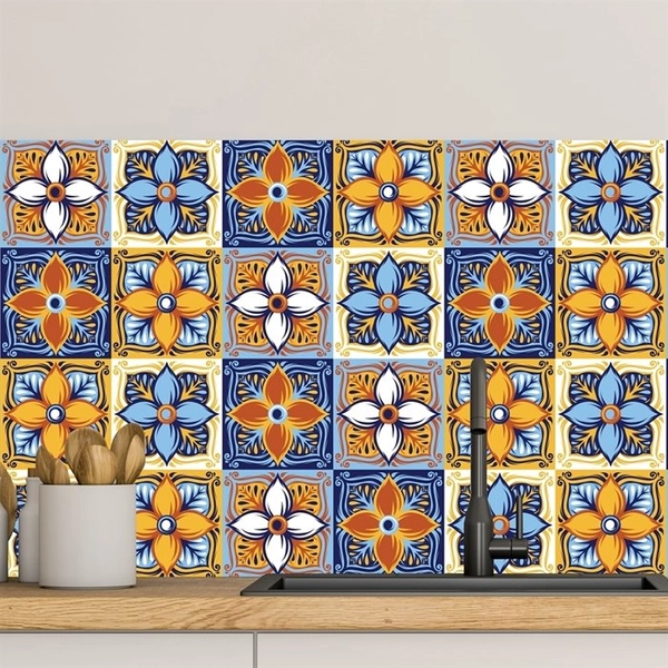 Decal gạch bông vàng xanh (HG)