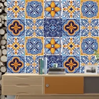 Decal gạch bông vàng xanh 2 (HG)