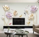 Decal dán tường hoa anh túc tím và trắng