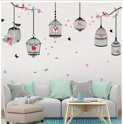 Decal dán tường lồng chim tình yêu 2