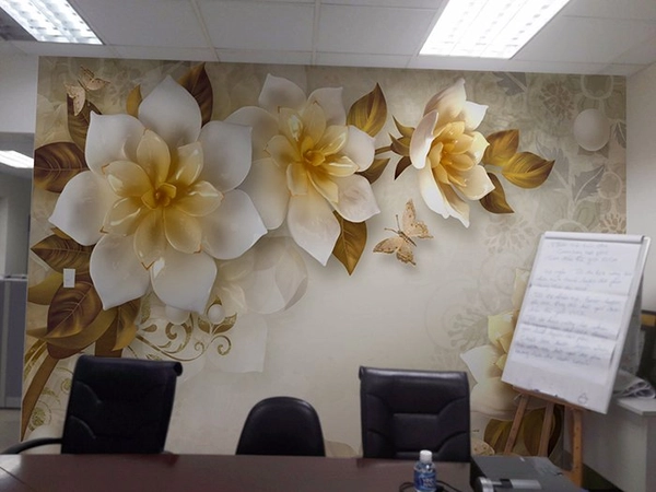 Tranh Dán Tường 3D Hoa Giả Ngọc