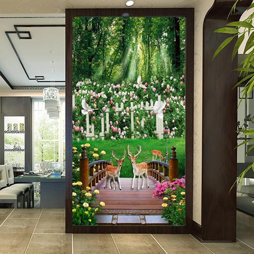 Tranh dán tường đôi hươu