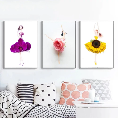 Tranh treo tường 3 cô gái váy hoa
