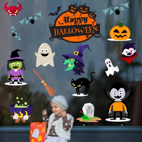 Decal trang trí halloween rùng rợn combo 1
