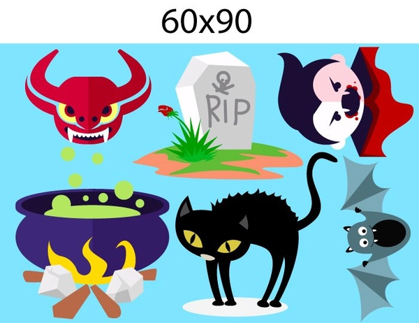 Decal trang trí halloween rùng rợn combo 1