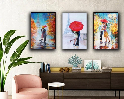 Tranh treo tường nụ hôn dưới mưa