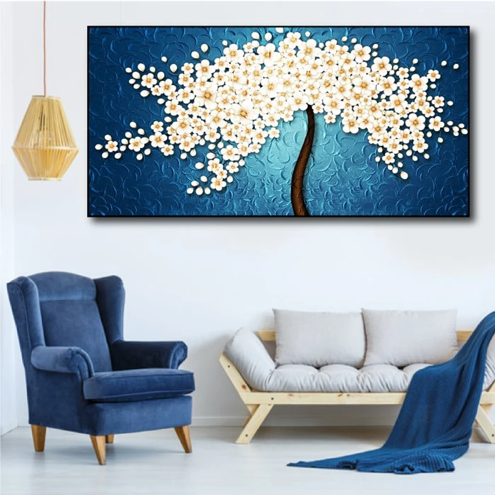 Tranh treo tường cây hoa mai trắng