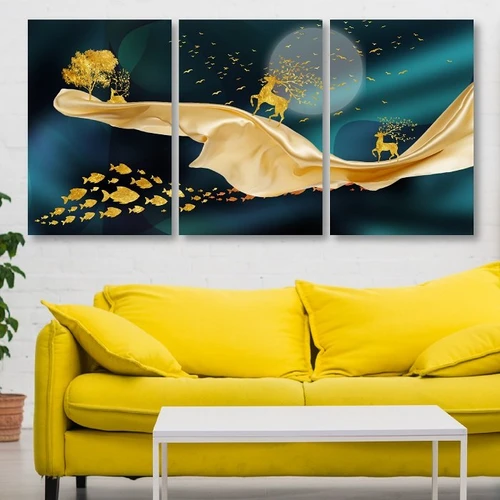 Tranh treo tường hươu vàng tài lộc