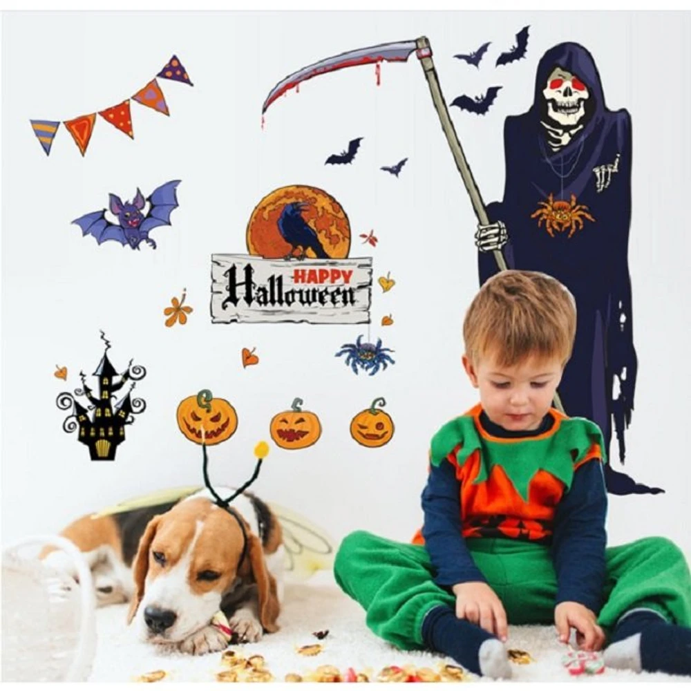 Decal dán tường halloween thần chết