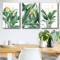 Tranh treo tường hoa vàng và lá xanh nghệ thuật