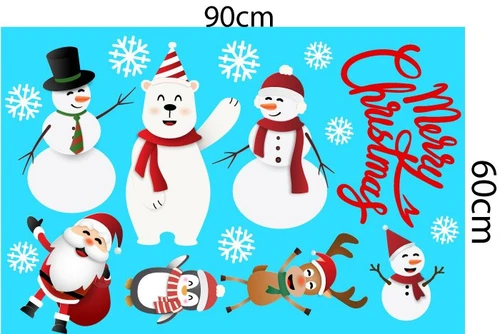 Decal trang trí noel người tuyết và những người bạn