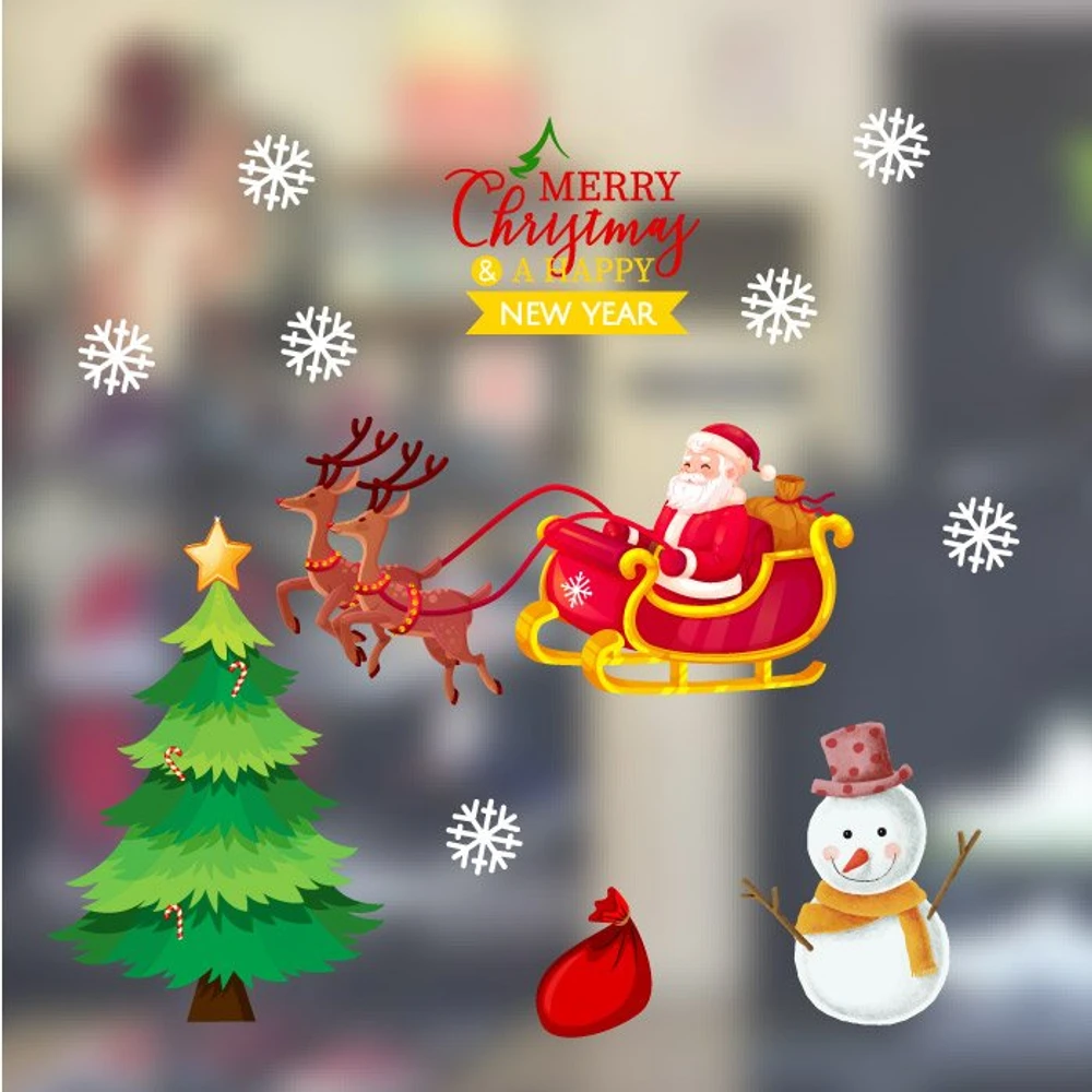 Decal trang trí noel ông già noel cưỡi tuần lộc 5
