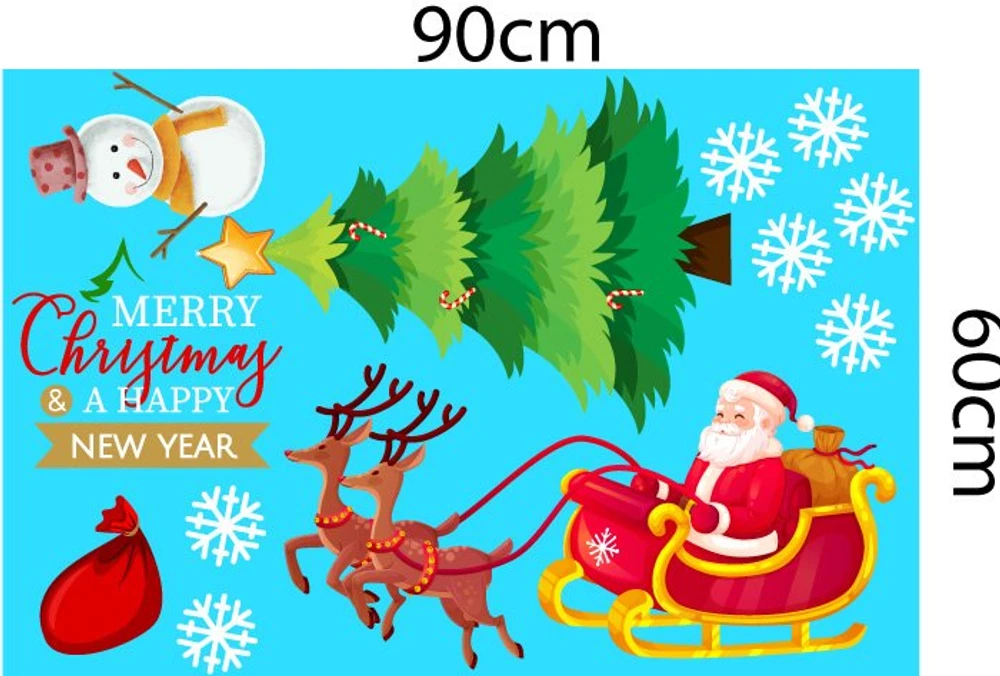 Decal trang trí noel ông già noel cưỡi tuần lộc 5