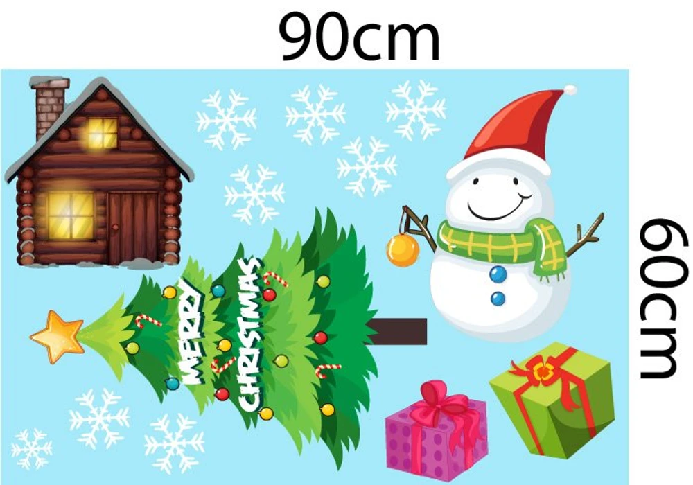 Decal trang trí noel người tuyết đón giáng sinh an lành