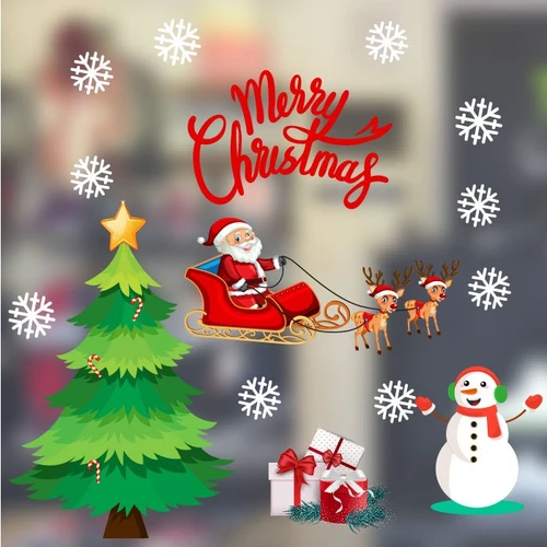 Decal trang trí noel ông già noel cưỡi tuần lộc 6