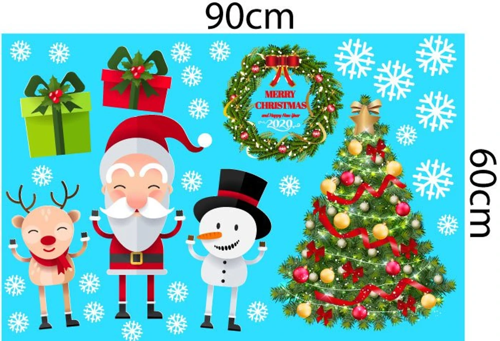 Decal trang trí noel ông già noel và cây thông xanh 2