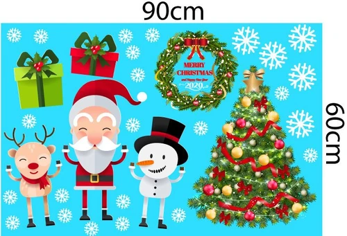 Decal trang trí noel ông già noel và cây thông xanh 2