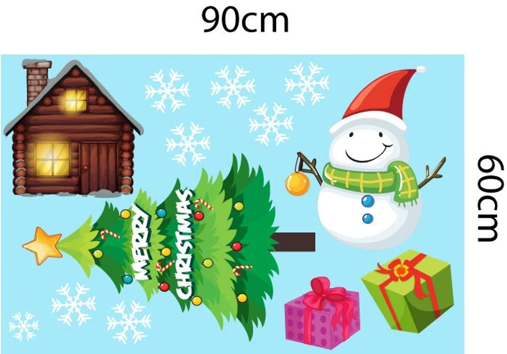 Decal trang trí noel combo cỗ xe tuần lộc