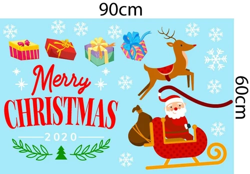 Decal trang trí noel combo cỗ xe tuần lộc
