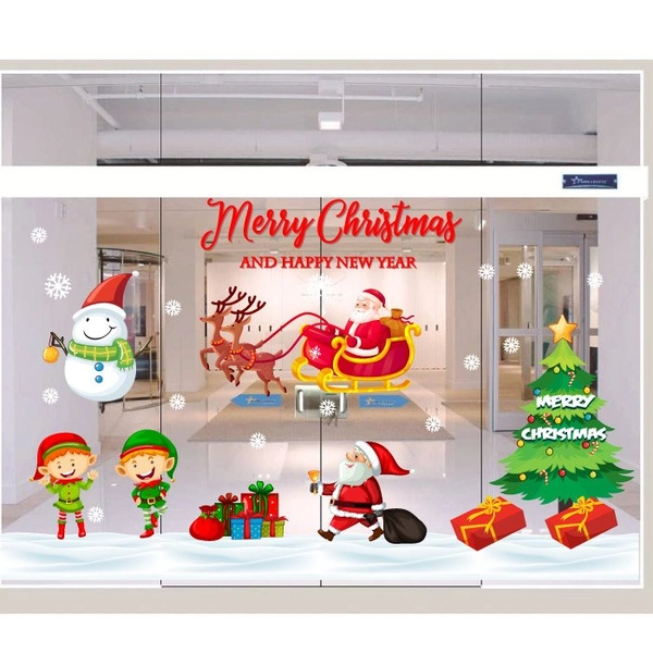 Decal trang trí noel combo bé vui giáng sinh
