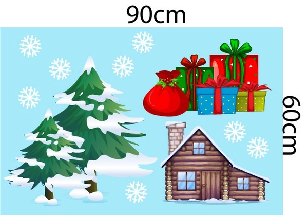 Decal trang trí noel combo món quà đêm giáng sinh