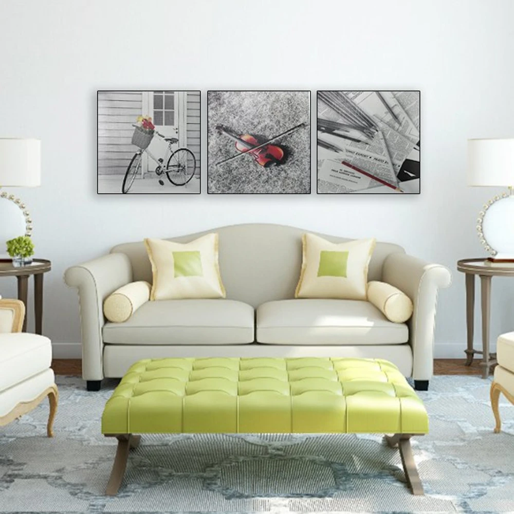 Tranh treo tường xe đạp và bút gỗ