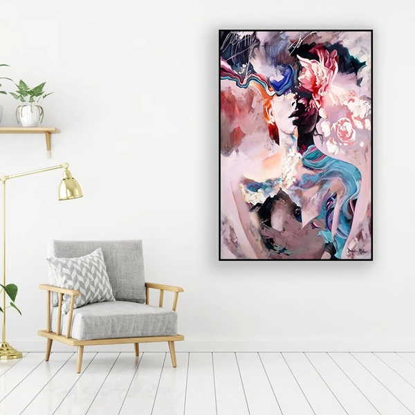 Tranh nghệ thuật trừu tượng sơn dầu cô gái sắc màu