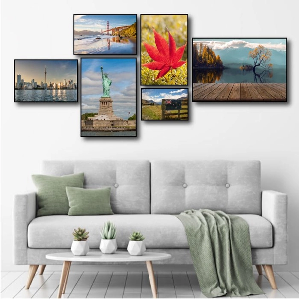 Bộ tranh treo tường nước mỹ hoa lệ