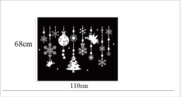 Decal trang trí noel dây treo hoa tuyết và thiên thần
