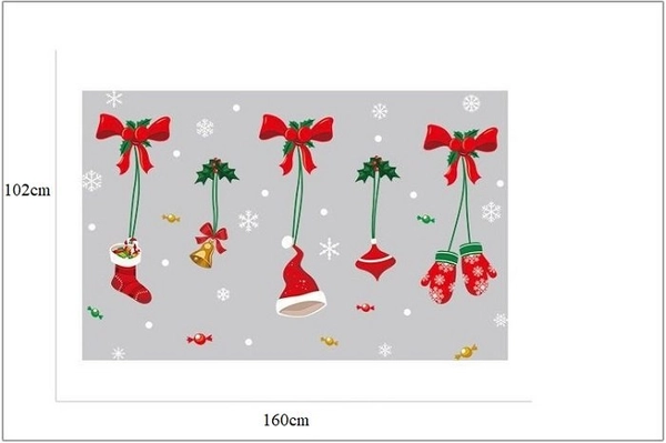 Decal 2 mặt trang trí noel nơ đỏ găng tay