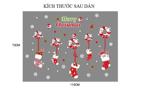 Decal dán tường noel dây treo tất đỏ