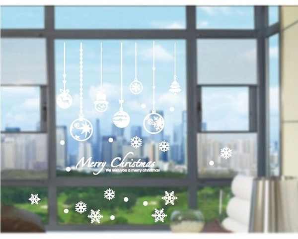 Decal trang trí noel dây treo hoa tuyết quả châu