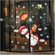 Decal 2 mặt trang trí noel những người bạn giáng sinh bên khung cửa