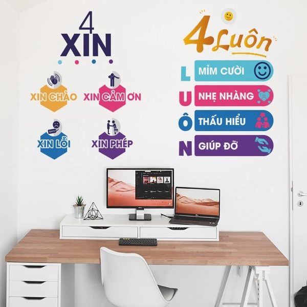 Decal văn phòng 4 xin 4 luôn