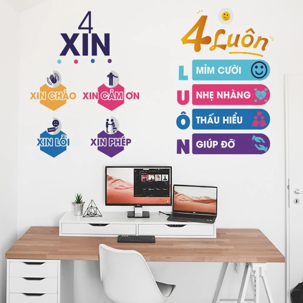 Decal văn phòng 4 xin 4 luôn