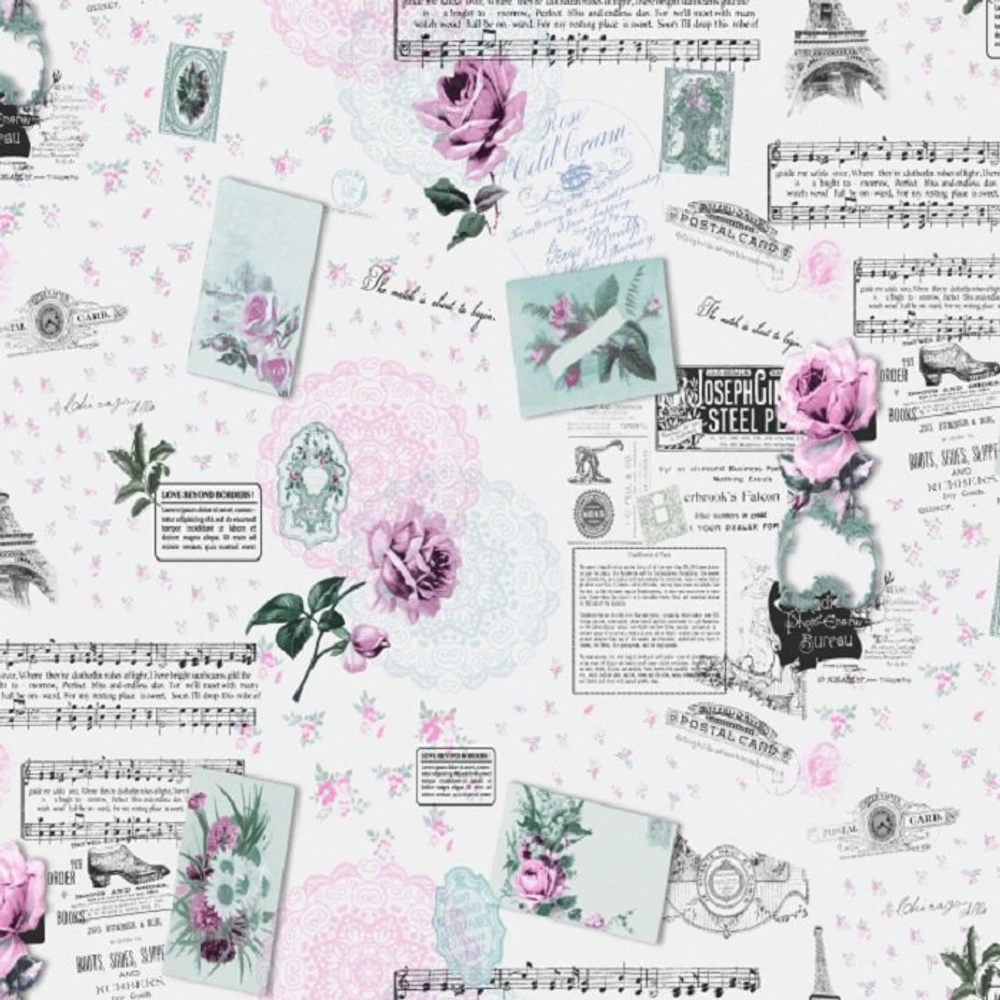 Giấy dán tường paris và hoa GHQ35003