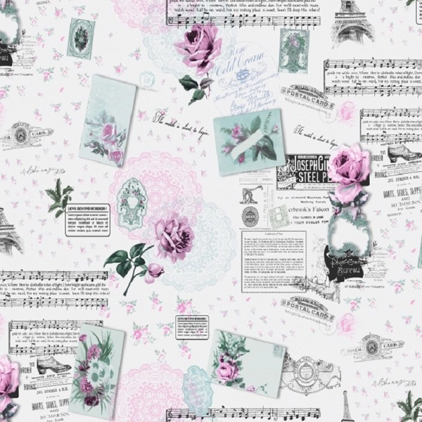 Giấy dán tường paris và hoa GHQ35003