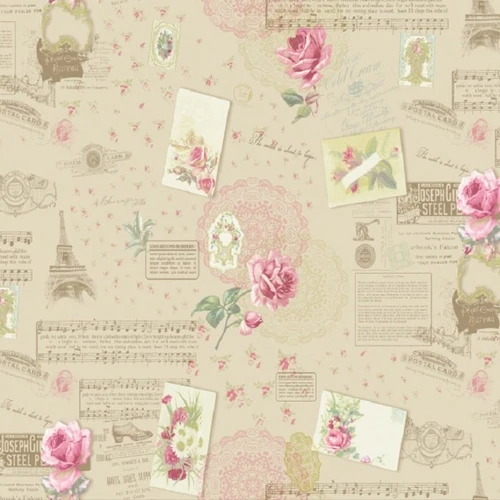 Giấy dán tường paris và hoa GHQ35003