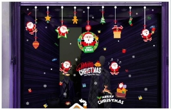 Decal 2 mặt trang trí noel dây treo ông già noel vui nhộn