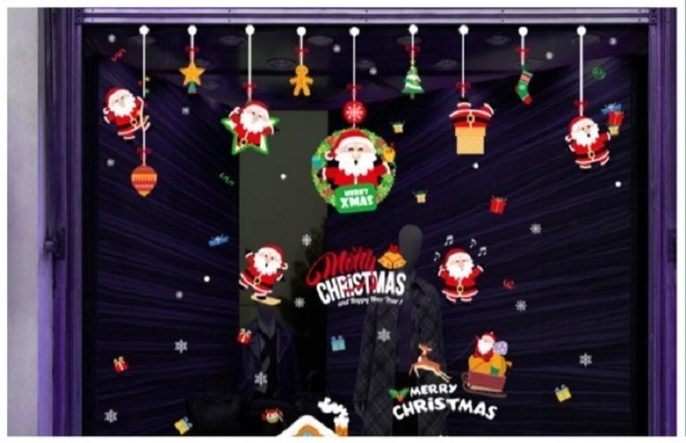 Decal 2 mặt trang trí noel dây treo ông già noel vui nhộn