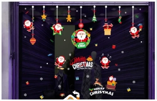 Decal 2 mặt trang trí noel dây treo ông già noel vui nhộn
